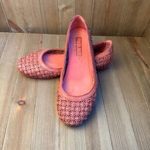 Pikolinos Women' Ballet Flats Laser Cut Leather Slip On Shoes Coral EU 36 US 6